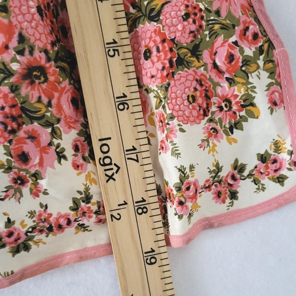 Vintage NOS Kitchen Apron Union Tag‎ Pink Floral Heart 50's Cotton New Old Stock